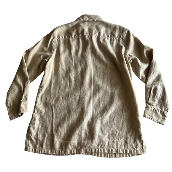 Lauren Ralph Lauren 100% Linen Minimalist Natural Beige Tunic Shirt M - Picture 2 of 7